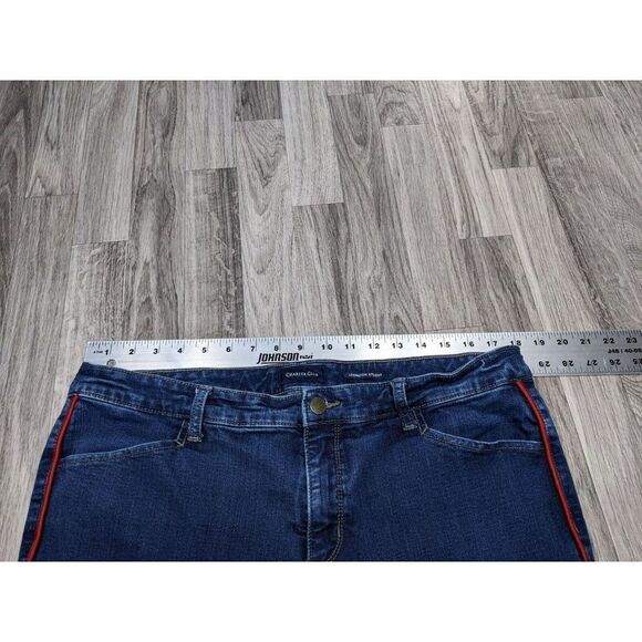 (3/$35) Charter Club Plus Sz 18 Short Red Stripes Lexington Straight Blue Jeans - Picture 8 of 12
